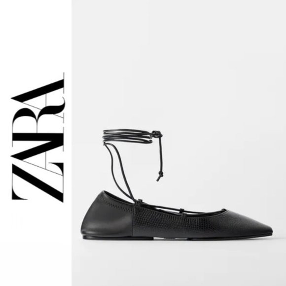 NWT ZARA ANIMAL PRINT TIED BALLET FLATS - Picture 4 of 8